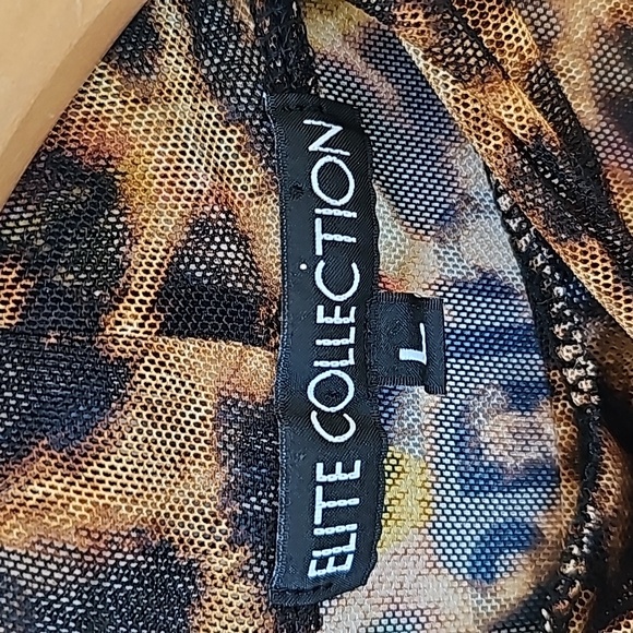 Elite Collection Women's See-Through Top Longsleeve Shirt Brown Size Large - Picture 4 of 6